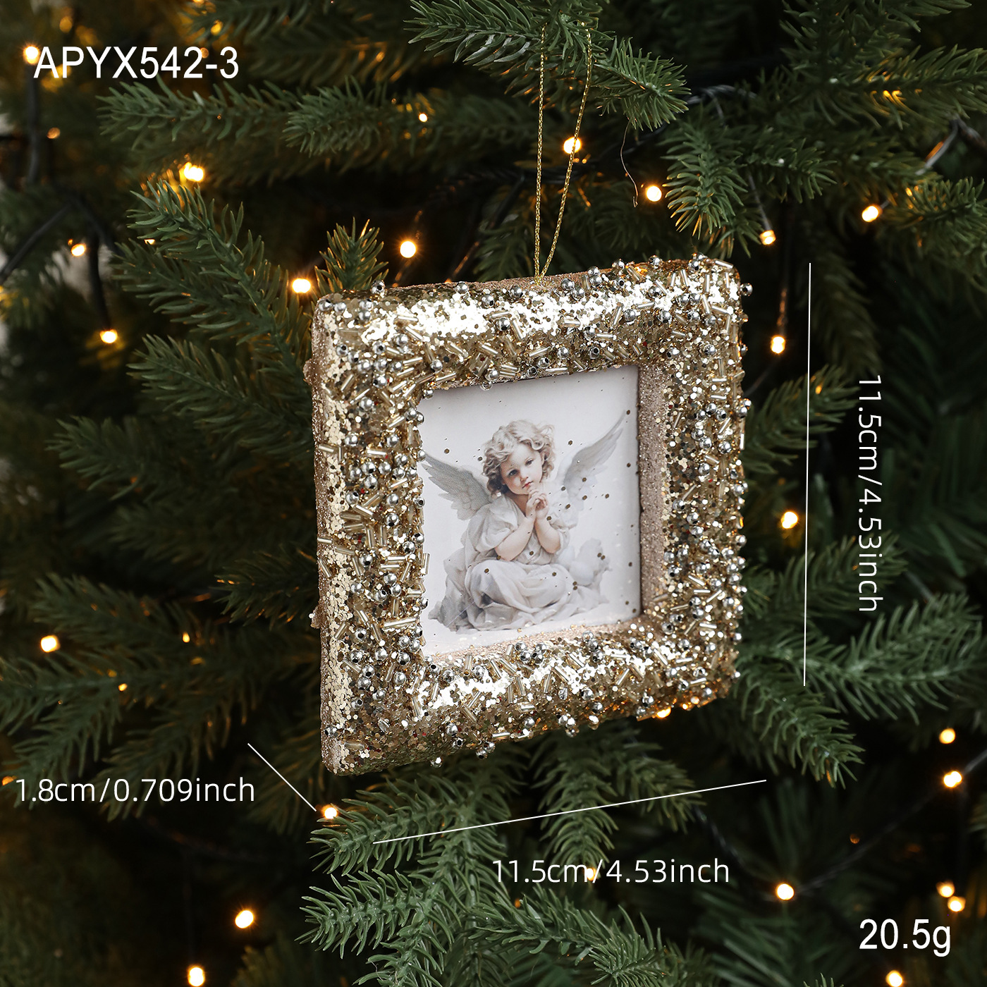 Colgante de árbol de Navidad transfronterizo marco cuadrado redondo especial espuma adesiva colgante decoración diseño de props de fotografía