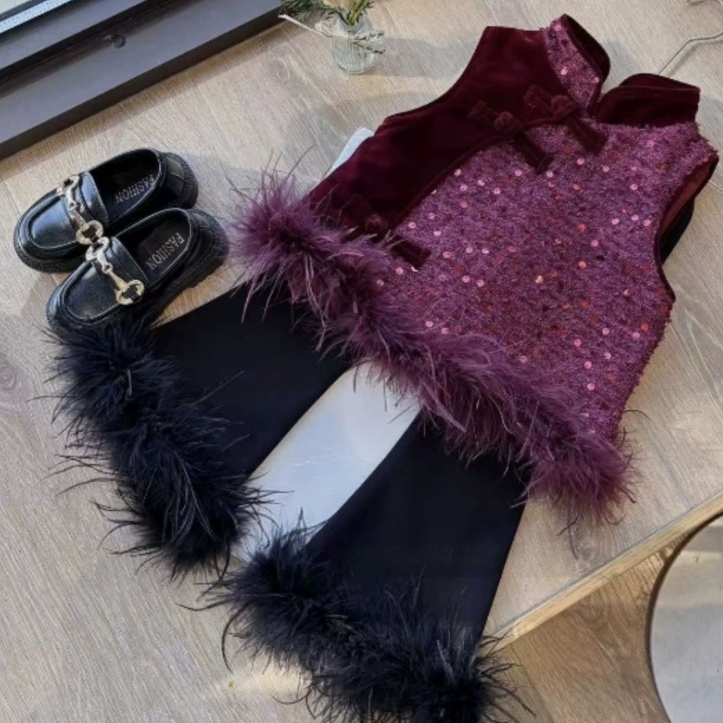 Новогодний костюм для девочек зимний костюм 2024 новый ребенок новый китайский китайский костюм для детей китайский стиль зимний ретро набор