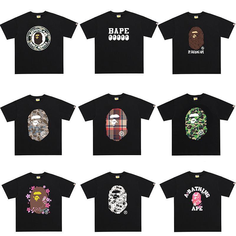 Cross-Border Foreign Trade Wholesale Bape High-End Fashion Brand Short-Sleeved Letter-Printed Casual Street Style Loose T-Shirts for Men and Women in Stock Cross-Border Foreign Trade Wholesale Bape High-End Fashion Brand Short-Sleeved Letter-Printed Casual Street Style Loose T-Shirts for Men and Women in Stock