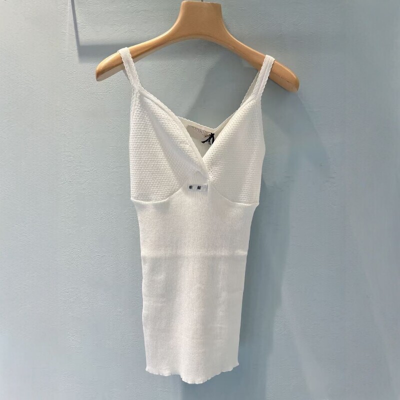 Nanyou High-End Mm26 Spring/Summer Pure Desire Style Lace V-Neck Trimmed Cotton Versatile Tank Top Commuter Trendy Brand for Women