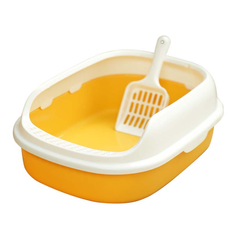 Dual color pequeño semicerrado para gatos cuenca de arena para gatos con cerca alta a prueba de salpicaduras fuera del inodoro para gatos adultos