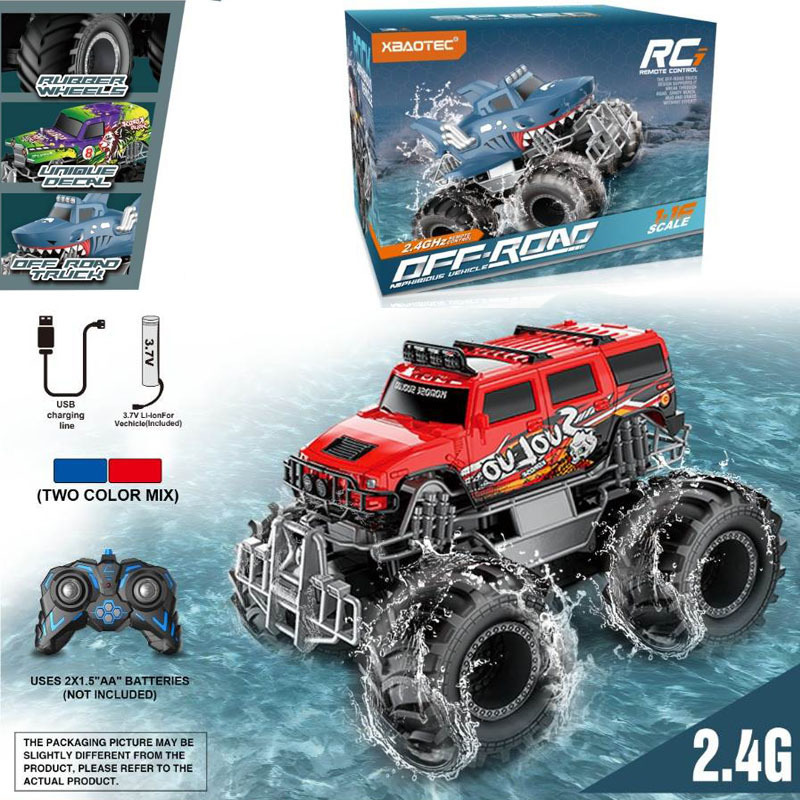 Water and Land Remote Control Car Bigfoot High-Speed Rc Four-Wheel Drive Off-Road Climbing Mountain Bike 2.4g Car Boy Toy Cross-Border