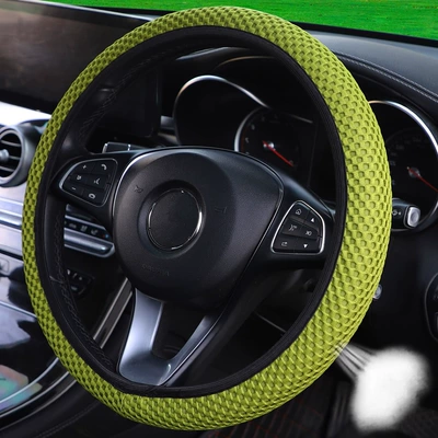 handle cover interior accessories, Steering wheel cover - coarse-mesh-without-inner-ring-new-yellow-green-dd-38cm