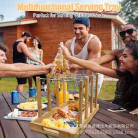 跨境木质培根收纳架聚会派对桌面烤肉架木质厨房烧烤收纳架