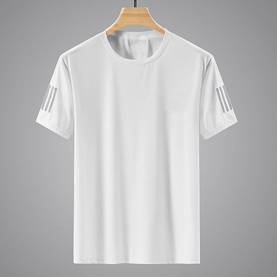 Summer Ice Silk T-shirt Men's Round Neck Quick-drying Ice Silk T-shirt Men's Round Neck Quick-drying Short-sleeve Thin Breathable Half-sleeve plus size