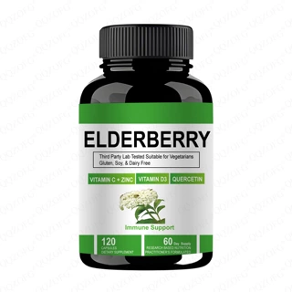 跨境TK热销 ELDERBERRY VITAMIN C CAPSULE接骨木维生素C和锌胶囊