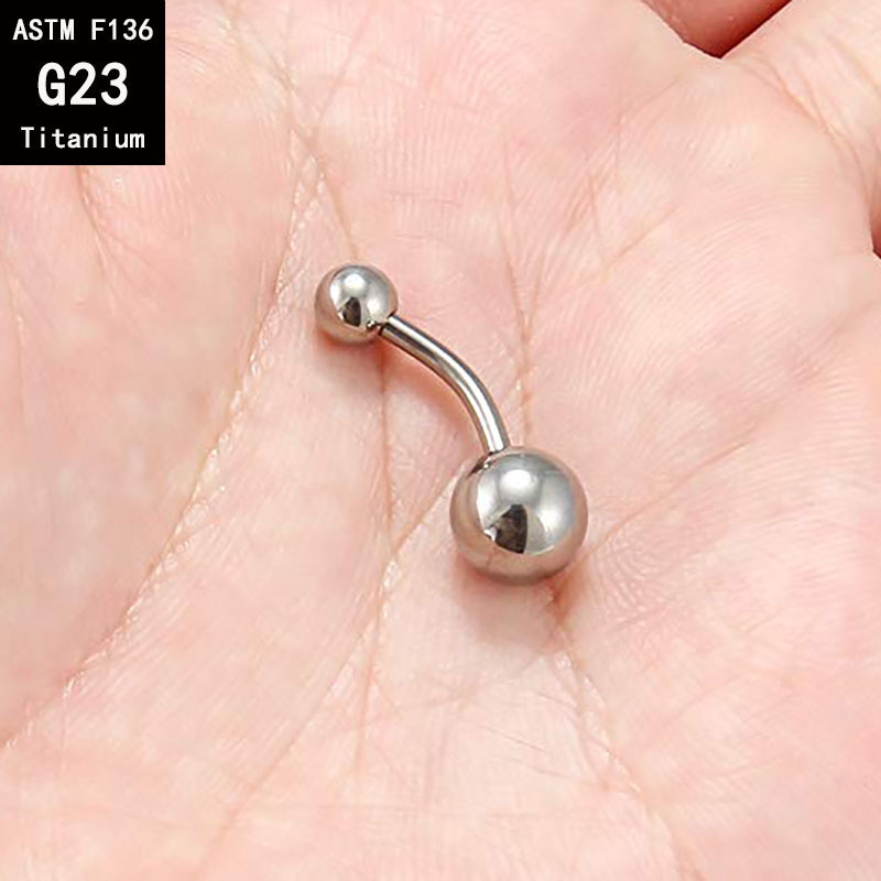 G23 Titanium Internal Thread Curved Navel Ring 14G F136 Alloy Fine Polished Ball Belly Button Piercing Jewelry detail image 4