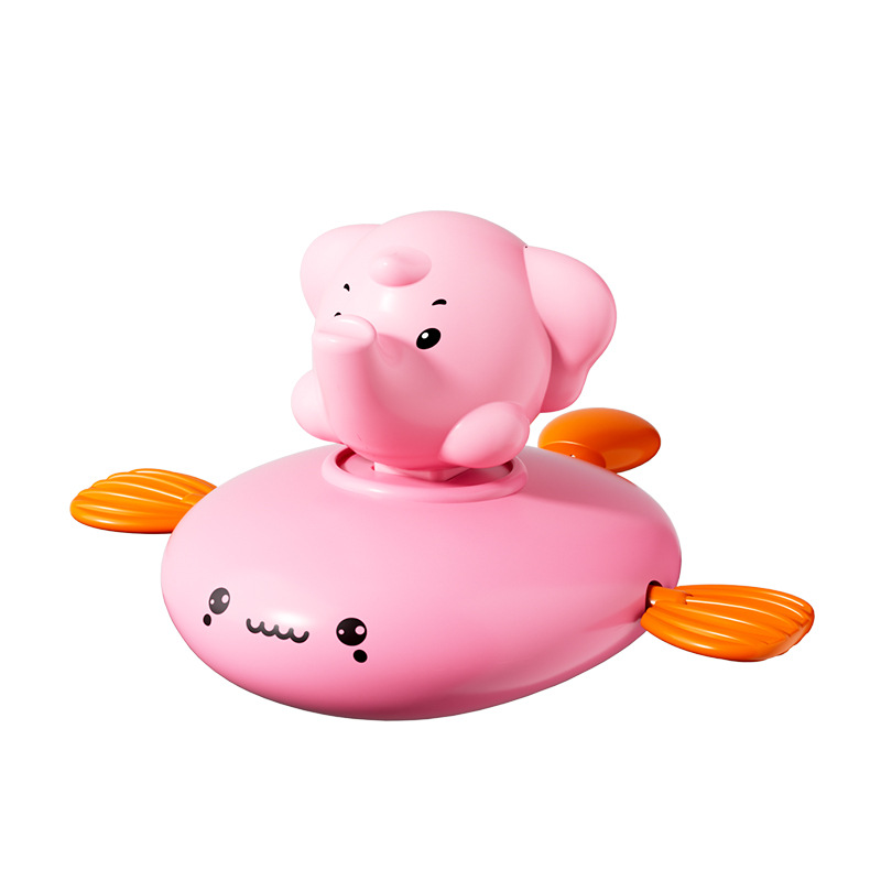Tirar de la línea jugando en el agua elefante rosa