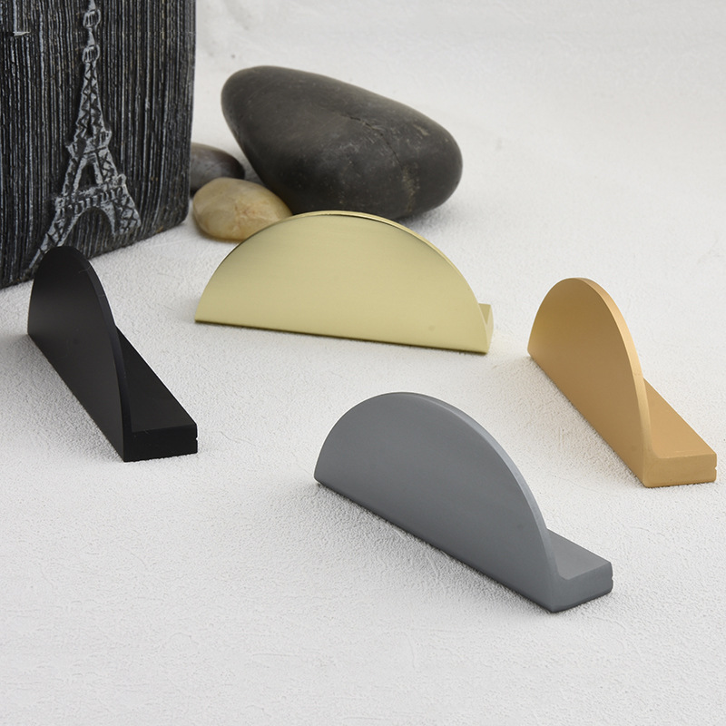 Nuevo estilo chino manija de la puerta del gabinete negro champán oro ropa gabinete puerta manija zapato gabinete par semicircular grande pequeño tamaño de aluminio