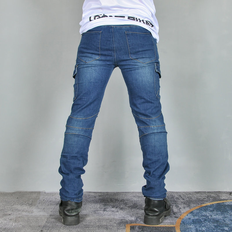 Volero motocicleta pantalones vaqueros cuatro cremallera vintage caída-resistente motocicleta pantalones Kevlar resistente a la rotura pantalones de montar
