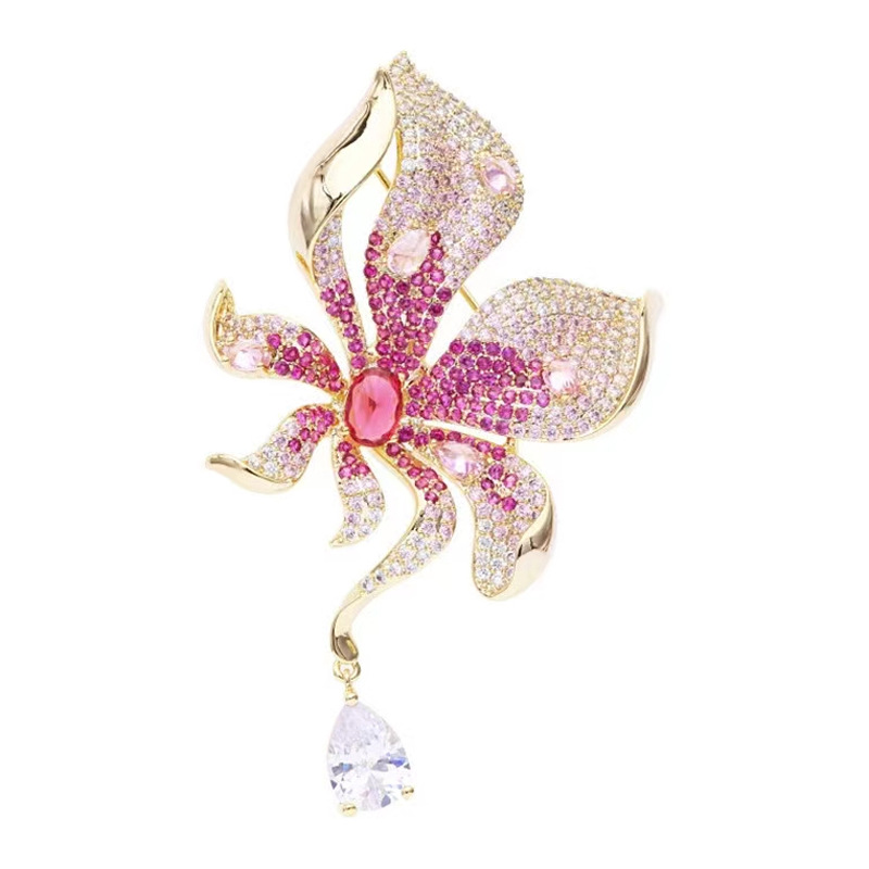 Lady Flower Bow Knot Copper Plating Inlay Zircon Women's Brooches display picture 2