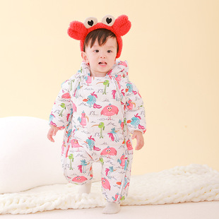 Baby down jacket jumpsuit class a 90 white duck down baby romper thickened newborn holding clothes out