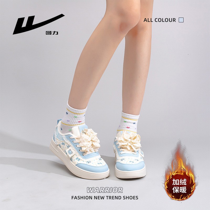 Retirada arco lindo zapatos de algodón invierno nuevo tipo de flores osos zapatos de suela gruesa universal pequeño viento fragante zapatos de skate para mujeres estudiantes