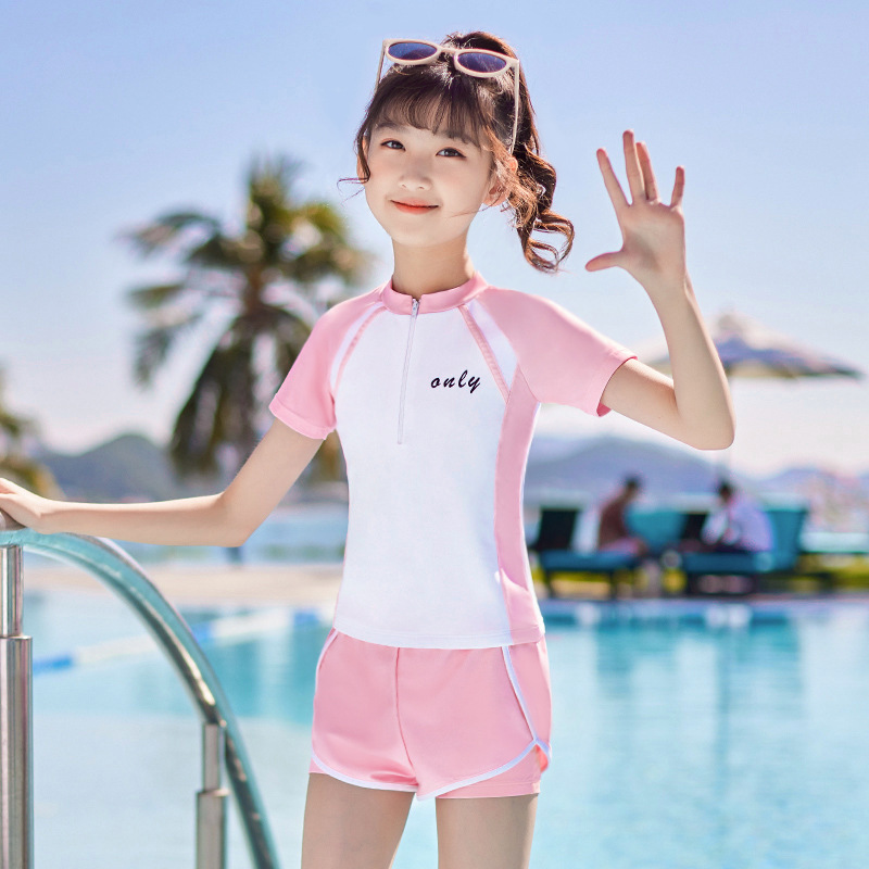 子供水着女の子 2025 新しい中型および大型子供用スプリットスカートベビー水着夏の女の子速乾性日焼け止め水着|undefined