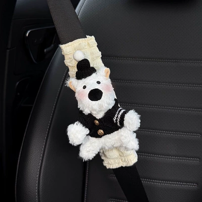 Interior Accessories, Seat Belt Decoration, Anti-Collision – Seat belt shoulder pad - black-hat-black-gold-button-west-highland-puff-shoulder-pads-hand-sewn