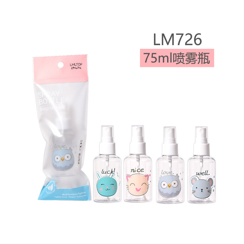 Botella pulverizadora de dibujos animados LMLTOP, botella a presión, paquete individual, botella pulverizadora de PET, botella vacía, botella de viaje para cosméticos, botella recargable, colección