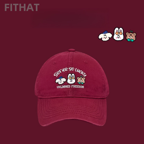 Japanese sweet and cute puppy embroidered duck cap for women spring and summer sunshade, versatile face-showing little couple baseball cap trendy