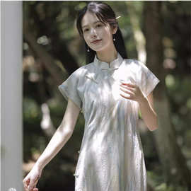 《润玉》古法2024新款夏季改良超仙新中式旗袍收腰气质连衣...