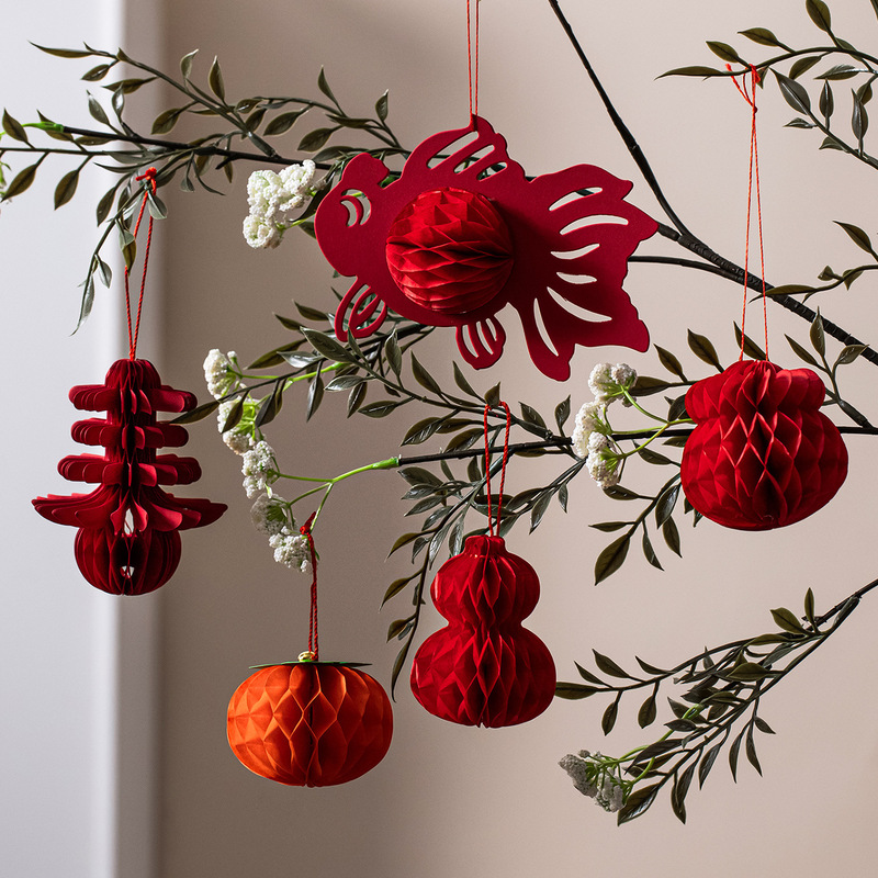 New Year Decoration Bonsai Hanging Ornaments Honeycomb Spring Character 2026 Spring Festival New Year's Day Festive Atmosphere Arrangement
