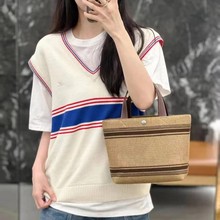 2025春夏新款复古拉菲草编织菜篮子包时尚简约单肩斜挎手提女包潮