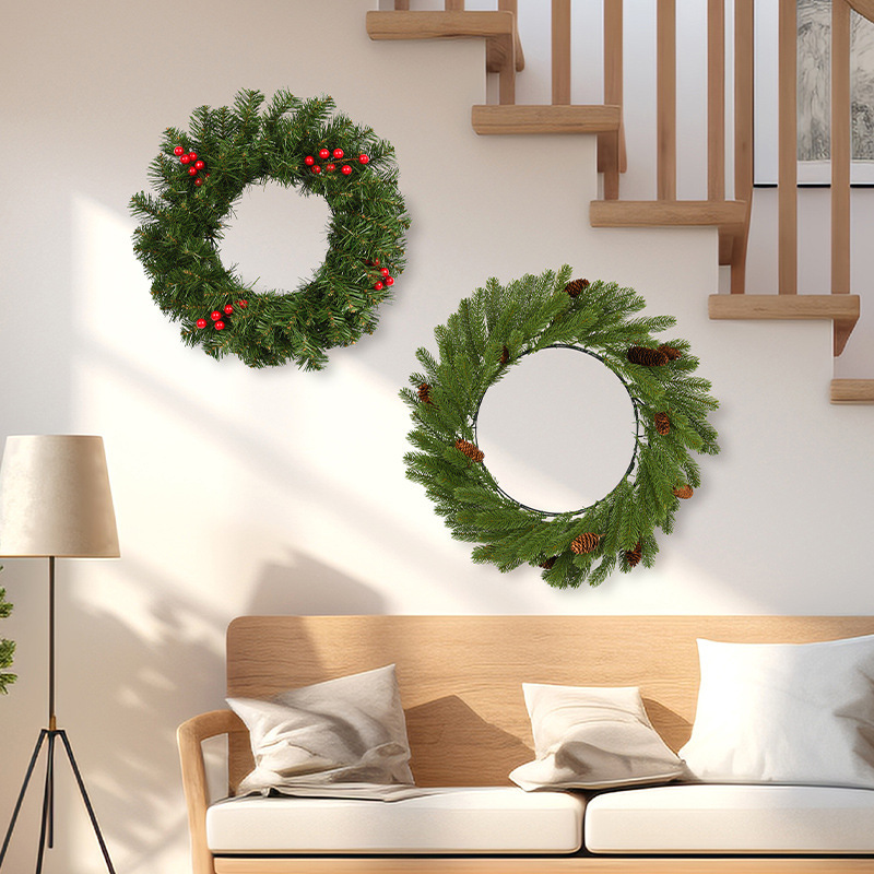 Productos navideños de PVC pin guirnaldas colgando puertas colgando decoración de pared colgando ventanas del centro comercial decoración de guirnaldas de flores