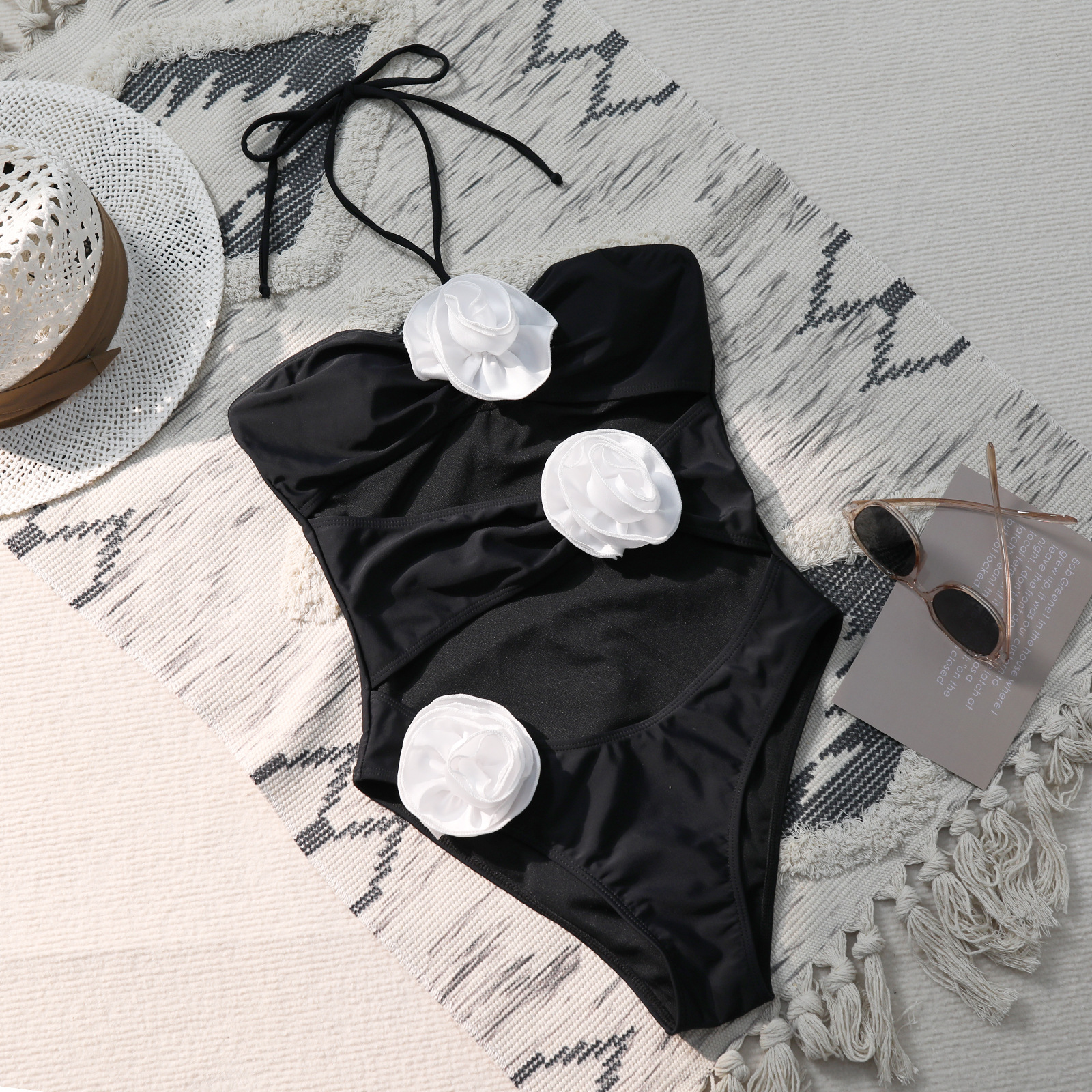 189g Weight Sleeveless Sleeve Length Polyester Fabric Type Regular Top Length One-pieces Tops Type 1 Piece Quantity Swimming Pool Occasion Halter Neck Neckline Regular Fit Fit Type Solid Color Pattern Women's Gender Beach Style Women's Lady Beach Solid Color 1 Piece One Piece Swimwear 16