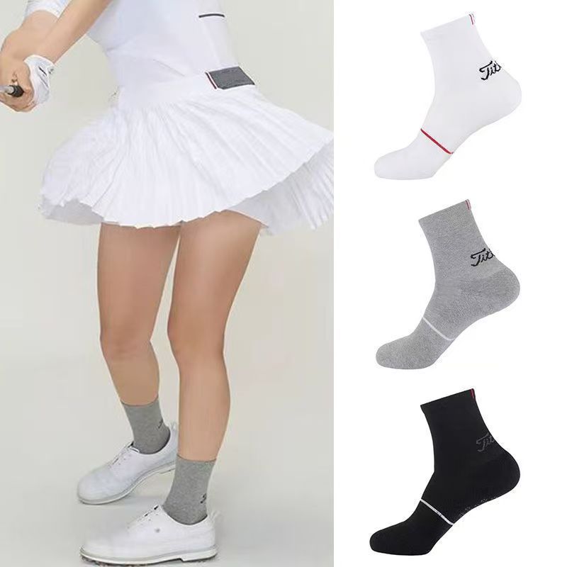 Korean Style Golf Socks for Men and Women, New Spring and Autumn Fashion Embroidered Logo Socks, Sports Casual Quick-Drying Mid-Calf Socks