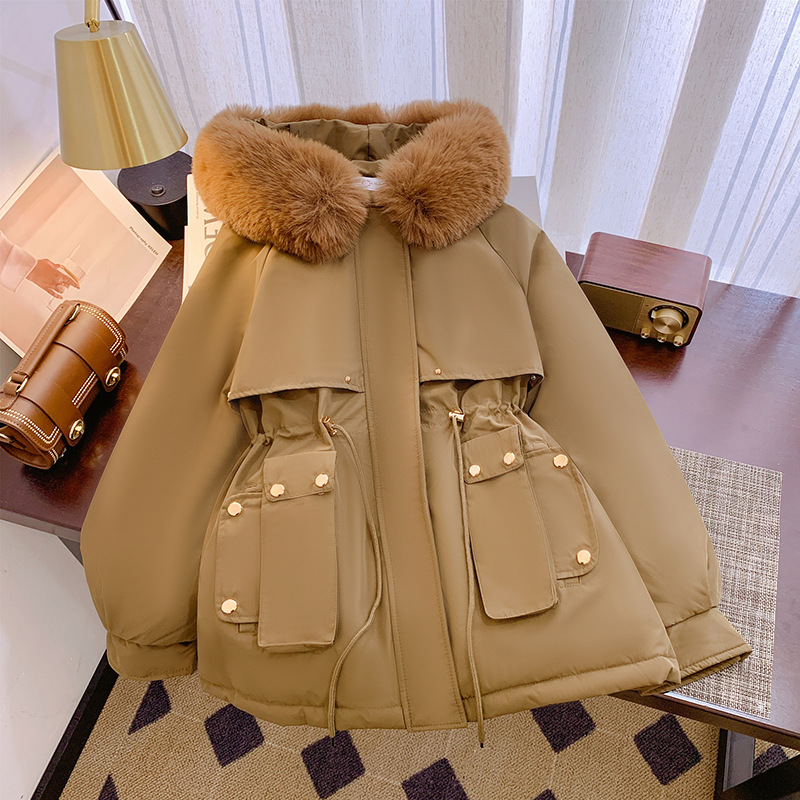 2024 invierno nuevo algodón engrosado para superar la chaqueta de algodón pequeño chaqueta de algodón corta con capuz image 2