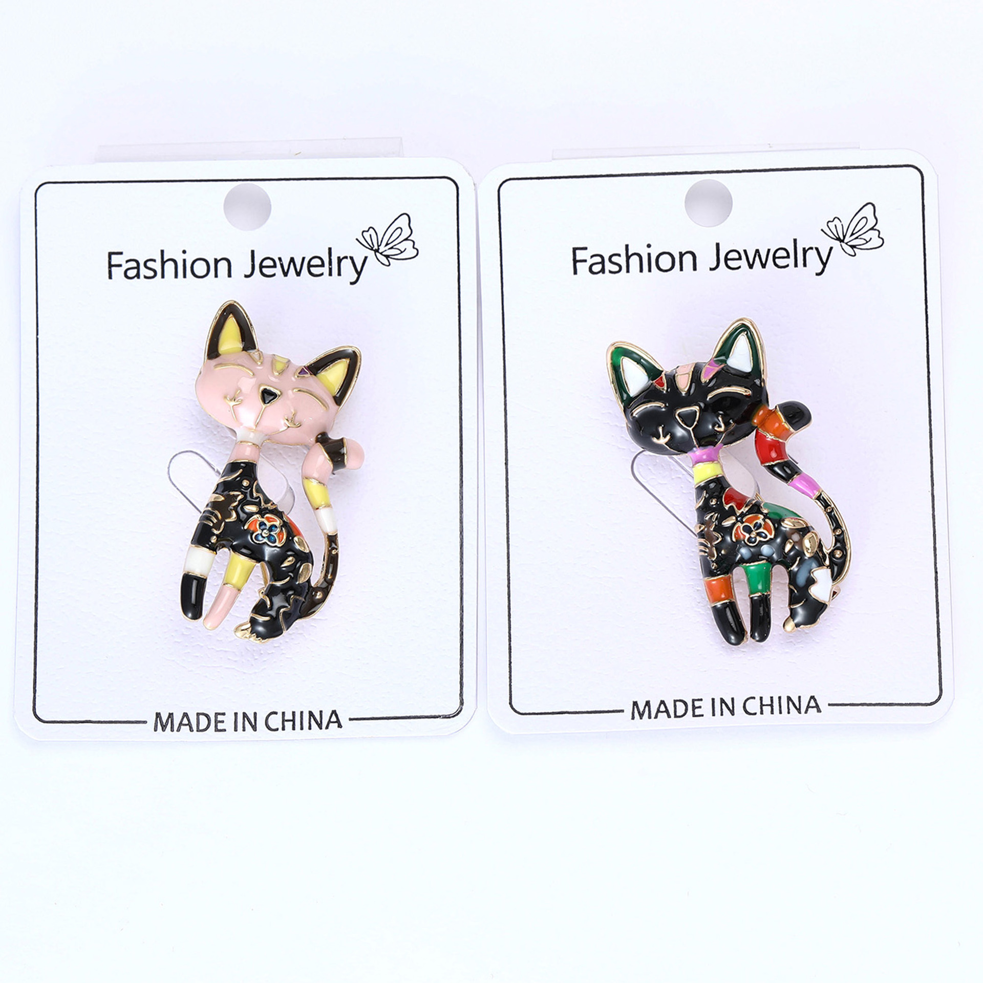 European and American style alloy oil drop color cute cat brooch pin cartoon personality kitten corsage spot supply