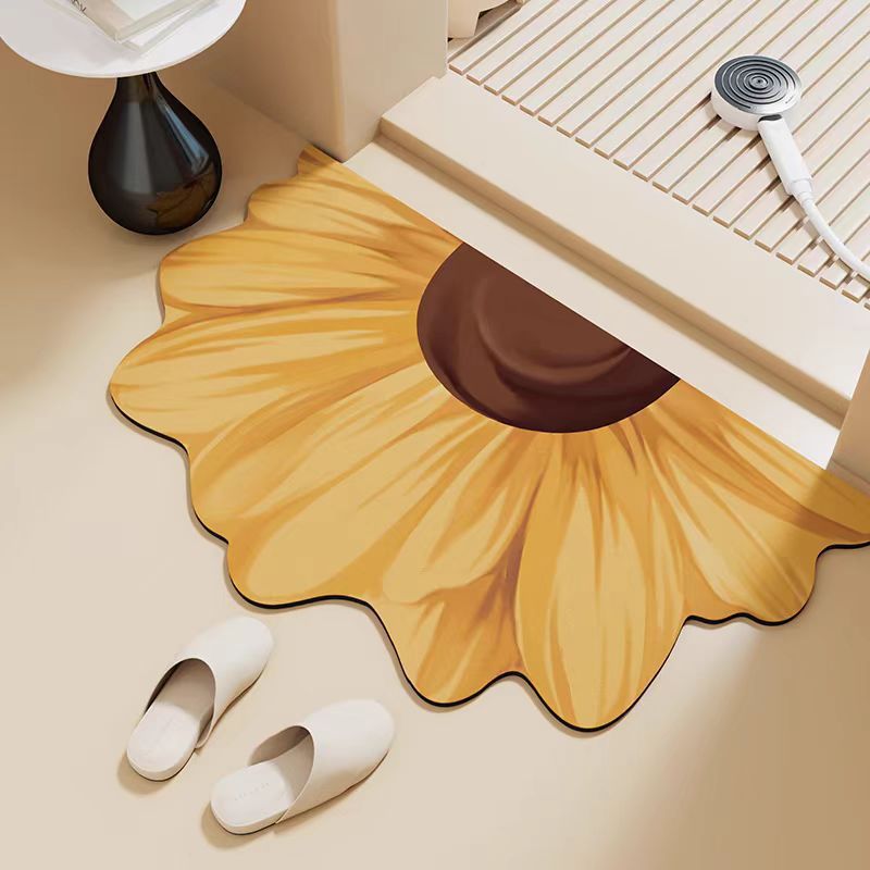 Nordic Flower Diatom Mud Mat Absorbent Quick-drying Anti-slip Mat Household Toilet Easy-care Bathroom Mat Wholesale