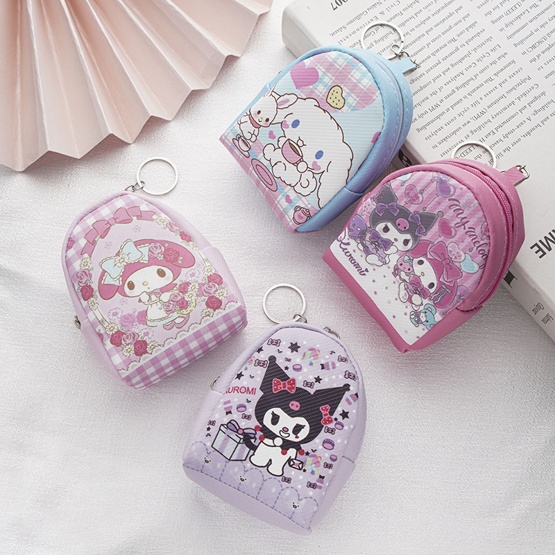 Melody Sanrio Mini School Bag, Miniature Stationery Box, Full Set of Creative Children's Girls' Toys, Coin Purse