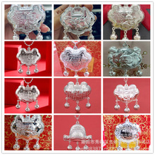 批发白铜镀银宝宝长命银锁周岁婴儿满月礼物生肖长命百岁富贵现货