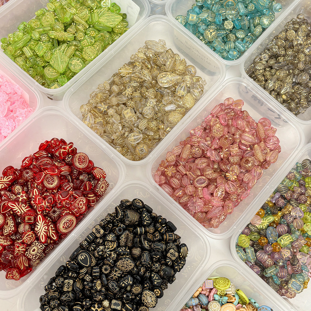 500g亚克力混款巴洛克描金散珠 diy串珠材料手链手机链饰品配件