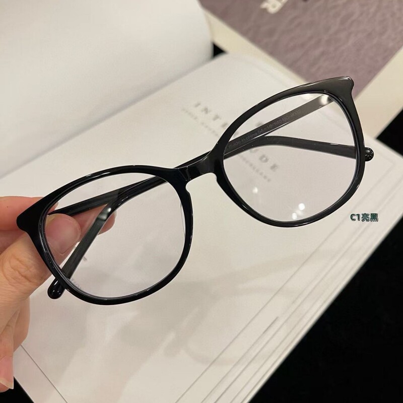 3282 Same Style Women's 54 Frameless Glasses Black Eyeglass Frame High-End Acetate Glasses Frame Retro Round Large Black Frame 3282 Same Style Women's 54 Frameless Glasses Black Eyeglass Frame High-End Acetate Glasses Frame Retro Round Large Black Frame