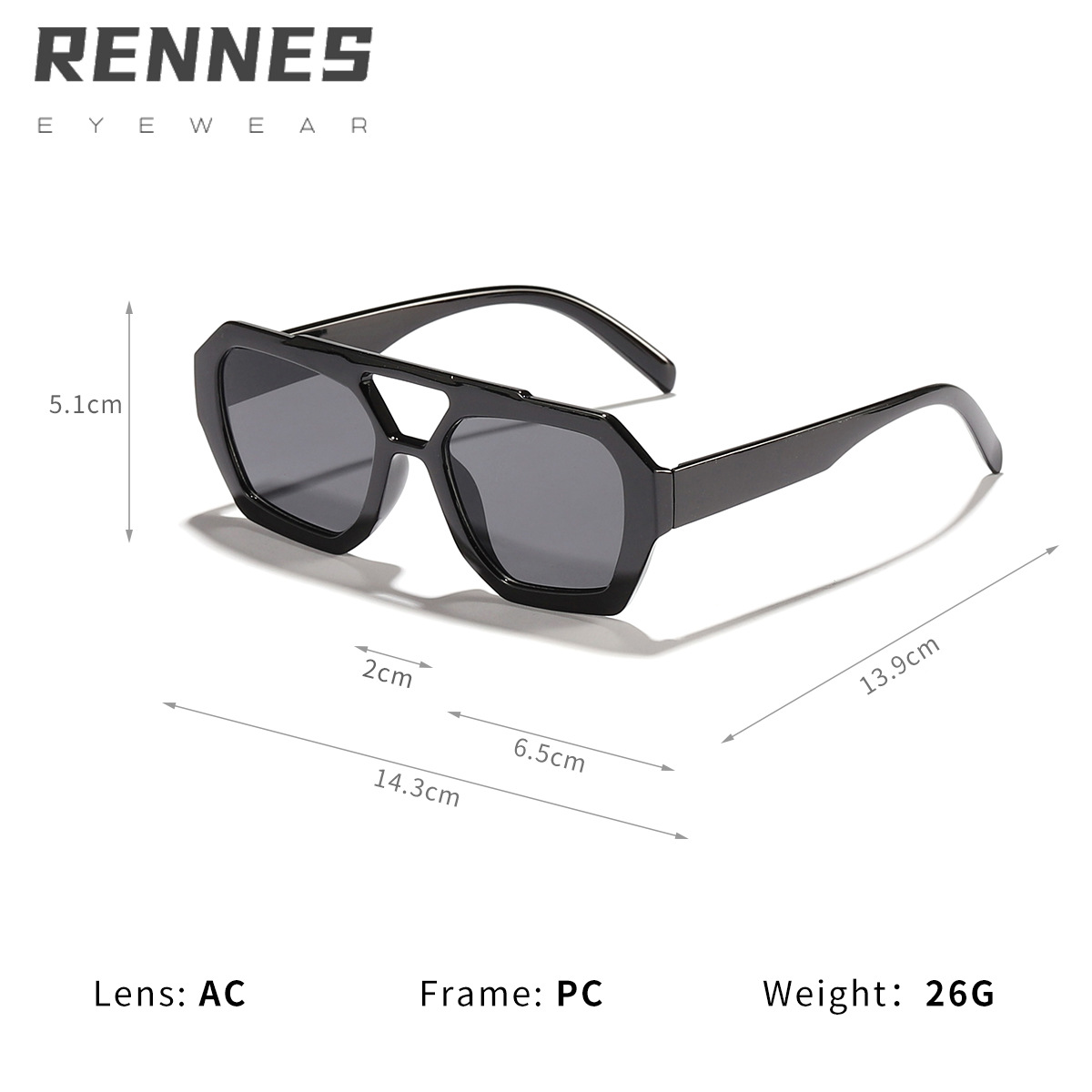 2024 nuevas gafas de sol irregulares de doble viga europeas y americanas transfronterizas para mujer, gafas de sol de tendencia de celebridades de Internet bohemia retro