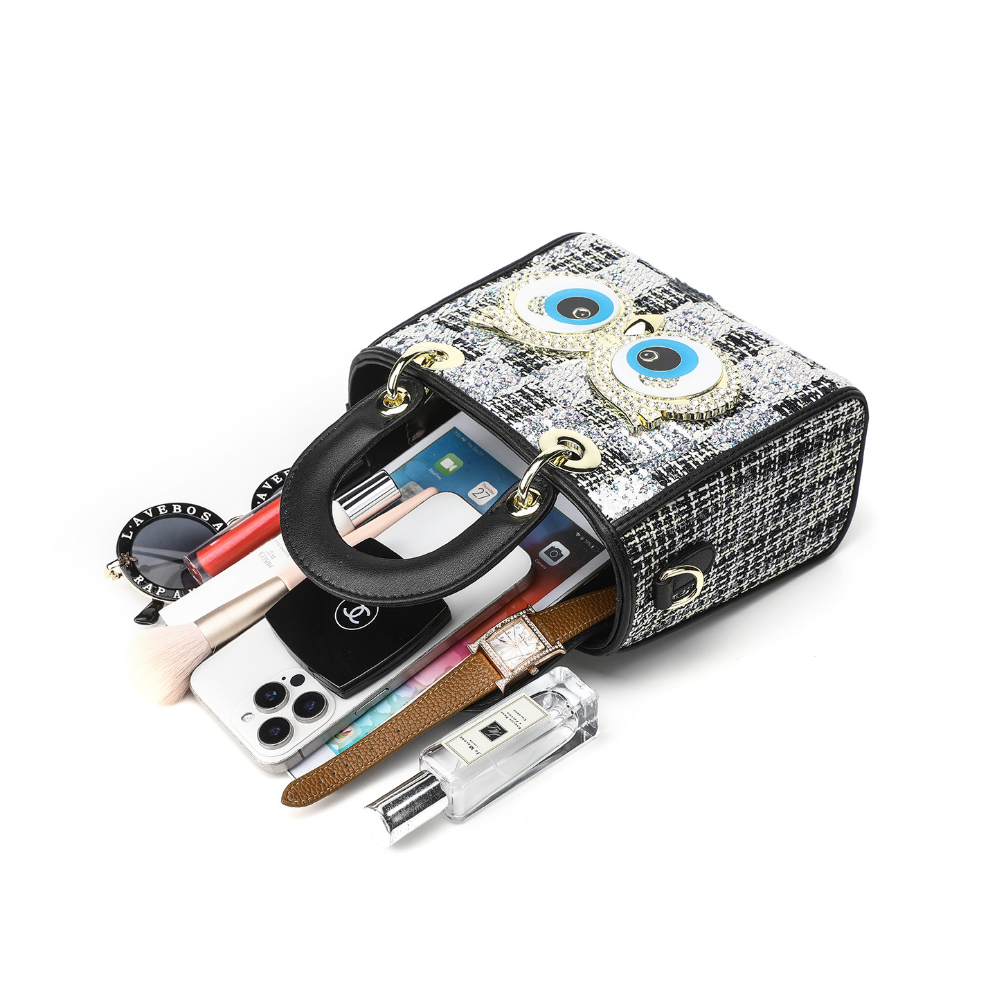 Europa y los Estados Unidos de alta calidad diamante sequinilla bolso de mano bolso cuadrado para mujeres bolso de mano correa mochila # 2884