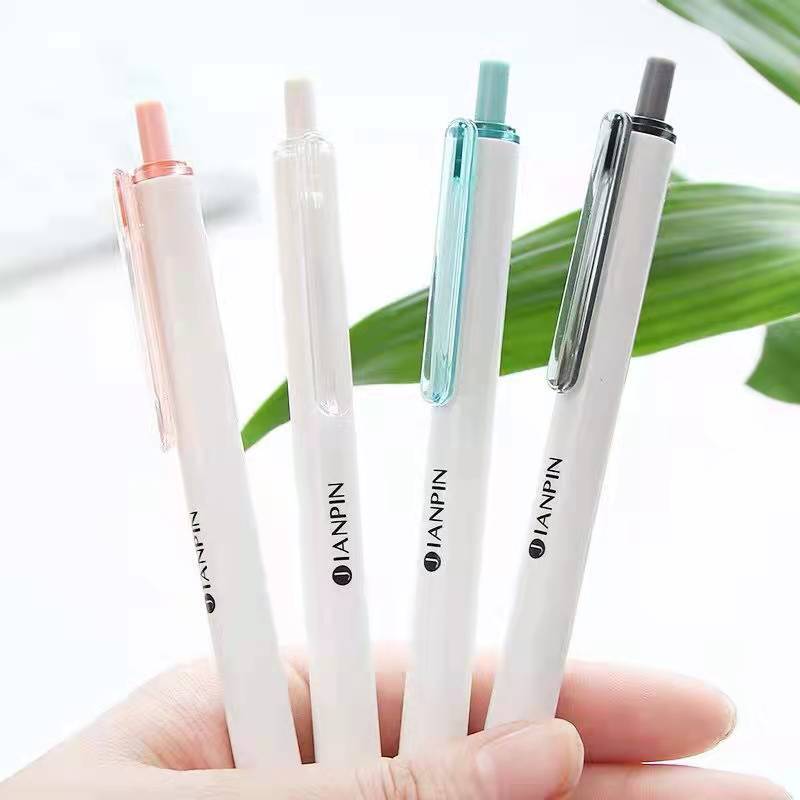 (2개) WEN XI 프레스 젤 펜 블랙 0.5MM 전체 바늘 간단한 제품 창조적 인 학생 검은 잉크 펜 사인 펜 도매