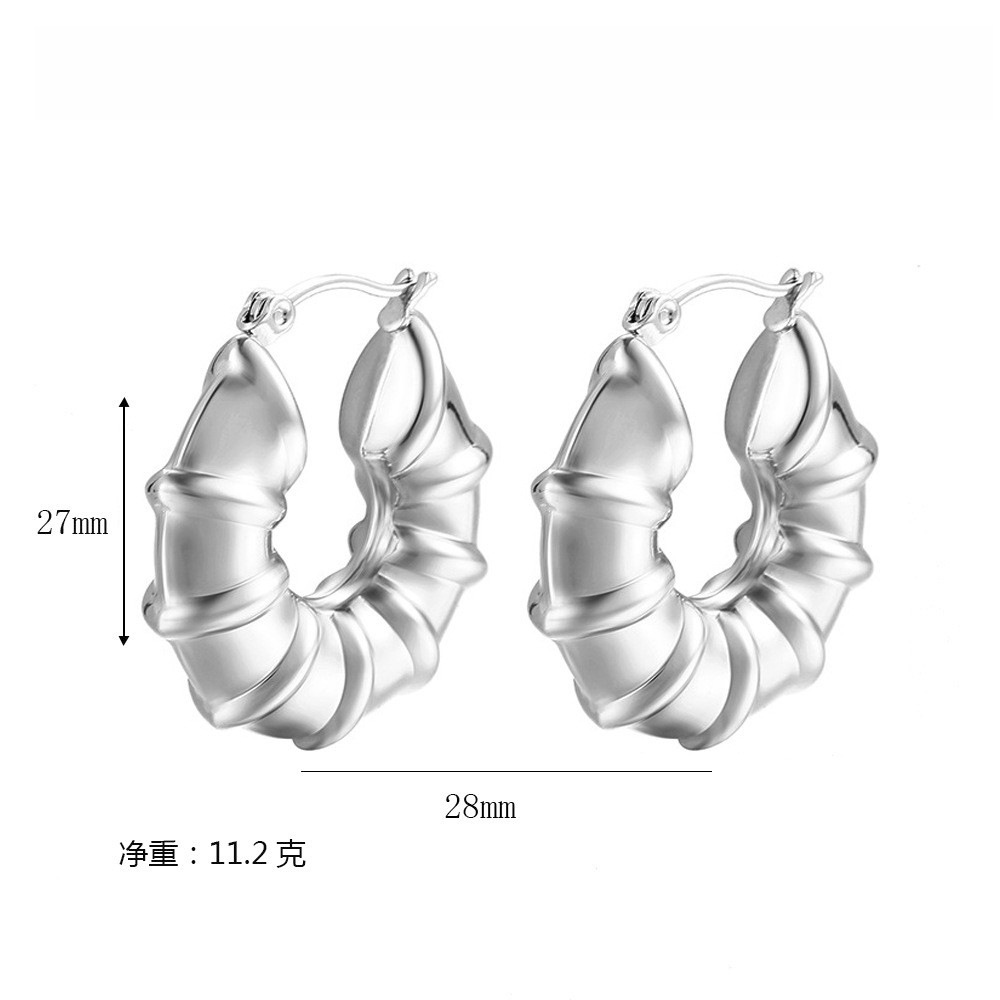 대나무 중공 귀걸이 스틸 컬러