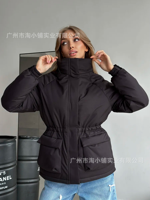 韩国洋气冬季新品简约大口袋设计感 休闲连帽 气质短款百搭服外穿|undefined