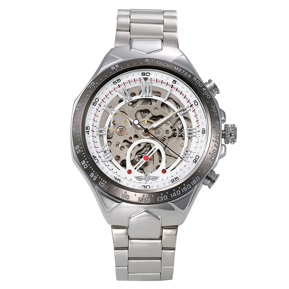Automatic Mechanical Skeleton Watch For Men Stainless Steel_voghion.com