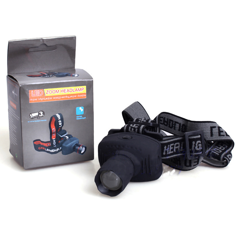 3W LED luz fuerte faro zoom telescópico de tres velocidades faro de pesca faro de camping luz de textura esmerizada