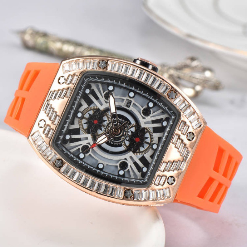 New Foreign Trade Square Diamond Luxury Personalized Men's Watch with Barrel Shape, Luminous Large Dial, Trendy and Exquisite