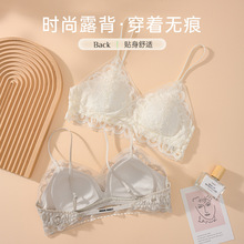 夏季超薄款兔耳朵杯纯欲风法式蕾丝大胸显小无钢圈文胸罩新款内衣