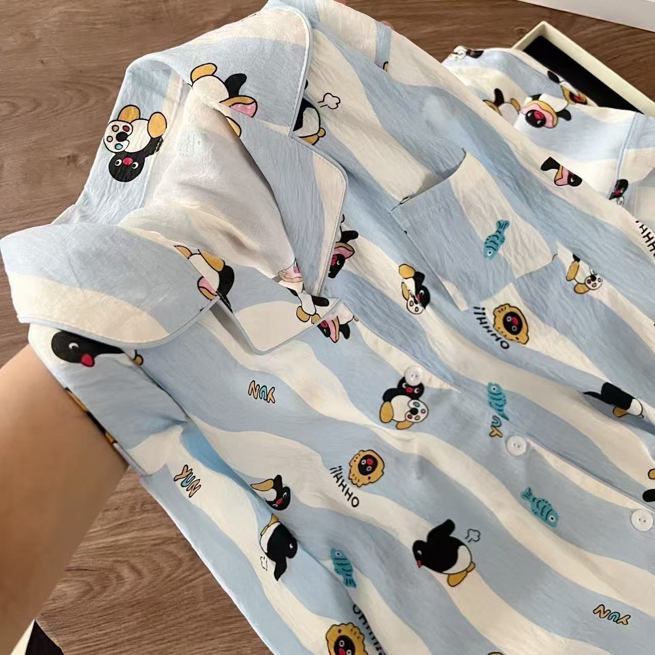 Transfronterizo al por mayor lindos rayas amarillas osos impresión pijamas de primavera y otoño nuevos pantalones de mangas largas set de ropa para el hogar