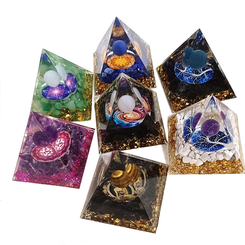 2024 cross-border new crystal gravel pyramid home resin epoxy handicraft desktop decoration gift