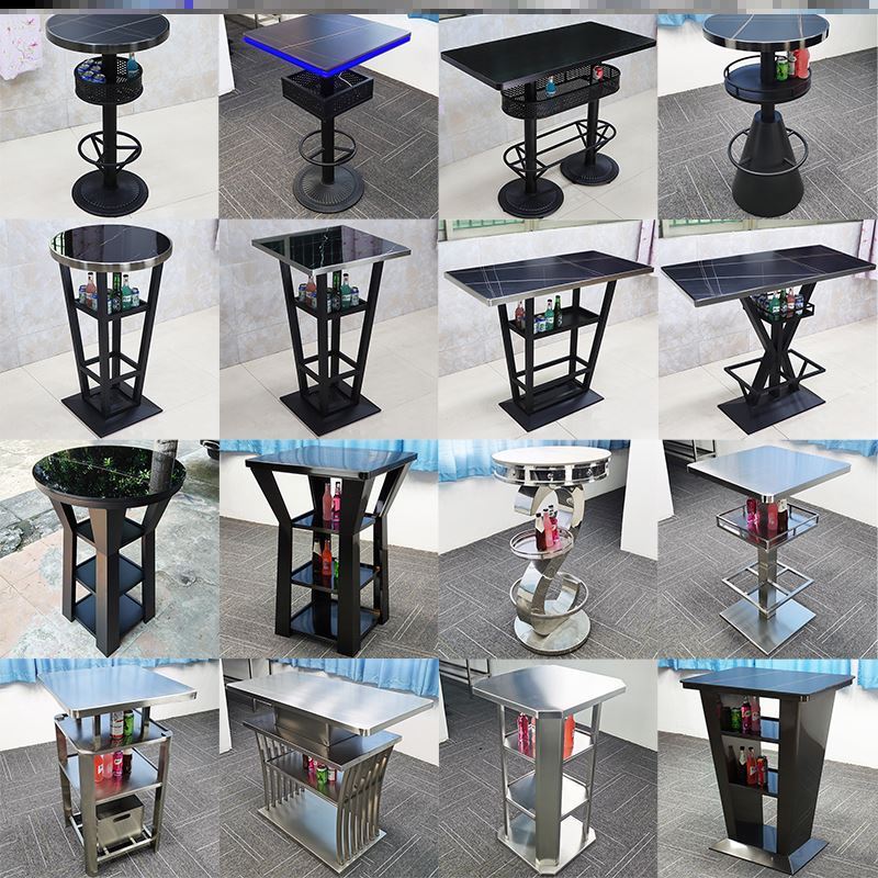 酒吧散台酒吧桌椅组合复古简约高脚桌静吧清吧KTV靠墙吧台