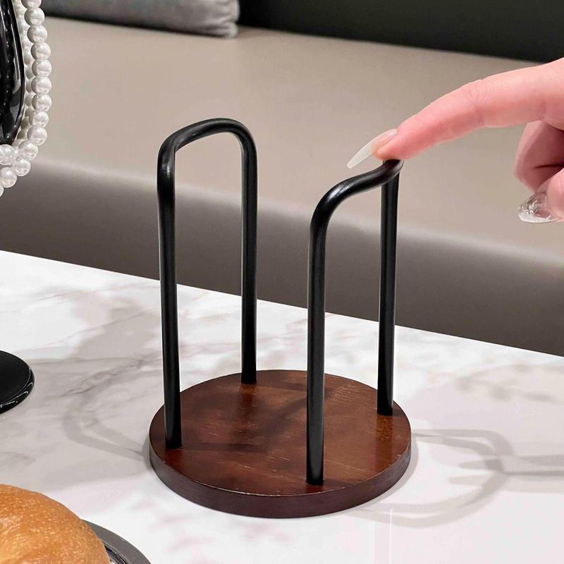 カップホルダー使い捨てカップ収納防塵リビングルーム飲料カップホルダーデスクトップ航空カップシングルベースブラックウッド|undefined