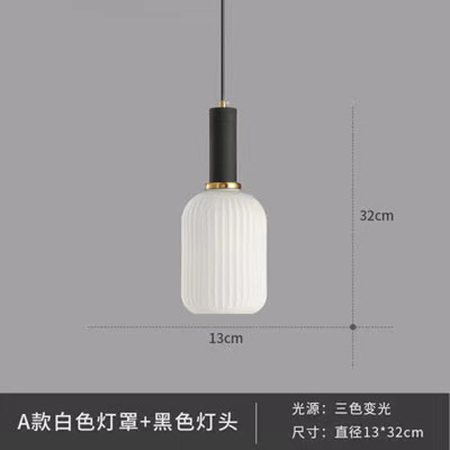 Lámpara colgante nórdica para bar y restaurante, lámpara de noche minimalista, linterna creativa a rayas, lámpara colgante pequeña de cristal retro japonesa de una sola cabeza