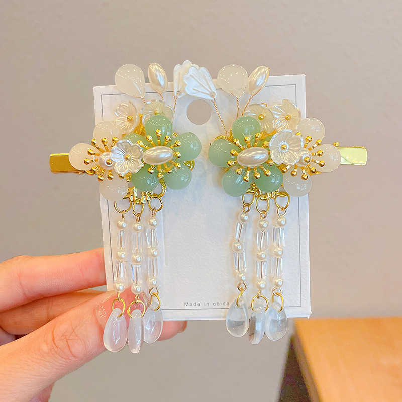 Clip de cabello de estilo nacional para niños 2025 nuevo estilo antiguo pince de cabello broche pince de cabello de niña Hanfu tocado de niña flores de cabeza