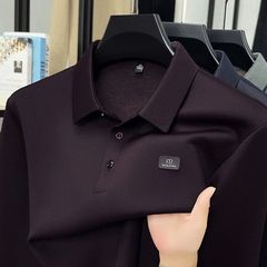 源头工厂男士翻领长袖体恤商务时尚纯色T恤打底衫无痕休闲